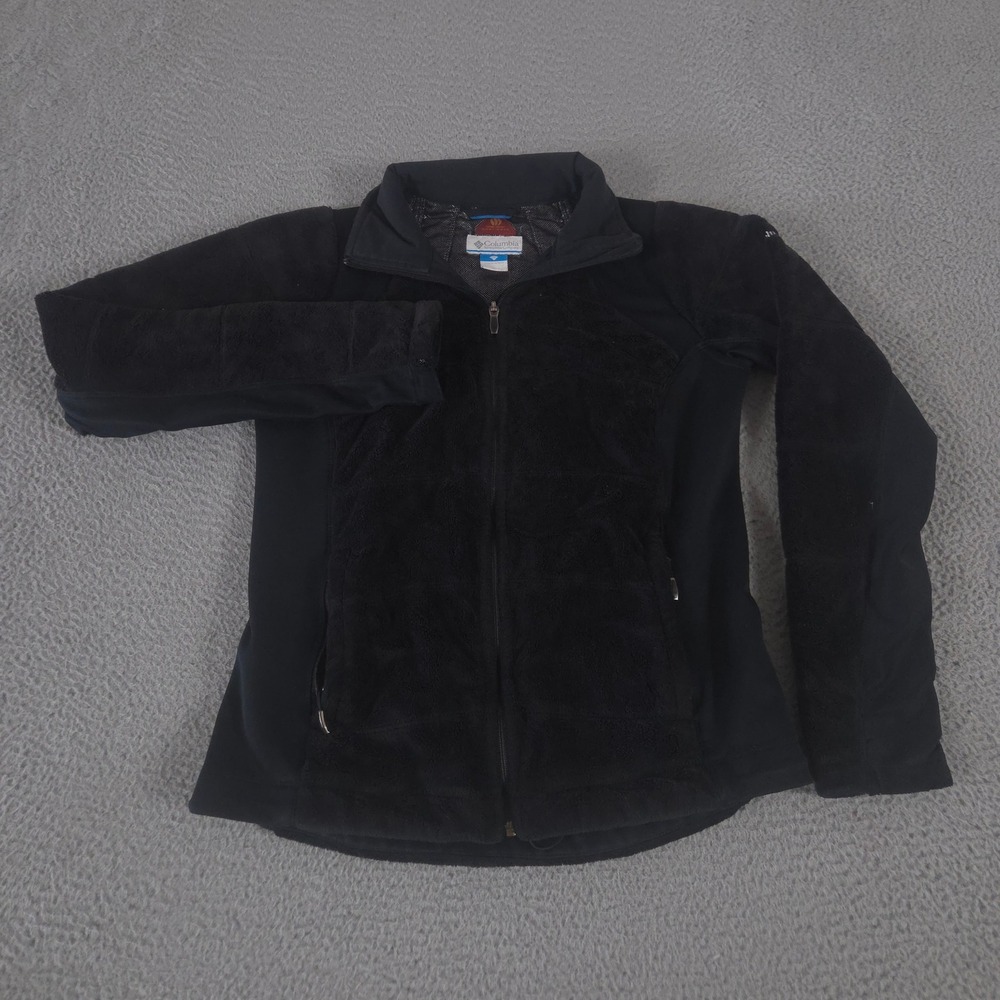 Columbia Jacket Womens Large Black Lush Plush‎ Omni-Heat Thermal Fleece Full Zip